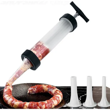 Imagem de Embutidora Ensacadeira Canhão De Encher Linguiça 3 Funis
